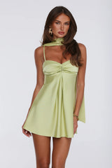 Diva Energy Satin Mini Dress Lime