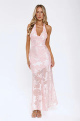 Pretty Upgrade Halter Maxi Dress Pink