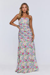 Palm Whisper Strapless Maxi Dress Multi
