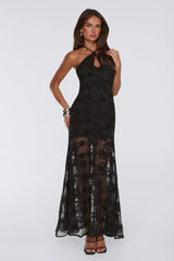 Enchanted Aura Halter Maxi Dress Black