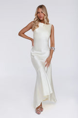 She's Bespoke Satin Maxi Dress Yellow