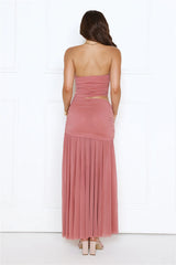 Champagne Glow Strapless Maxi Dress Rose
