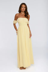Ocean Aura Off Shoulder Maxi Dress Yellow
