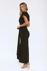 The Mood Piece One Shoulder Maxi Dress Black