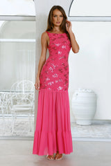 Champagne Secrets Embellished Maxi Dress Pink
