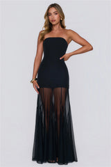 Dewkissed Bloom Strapless Maxi Dress Black