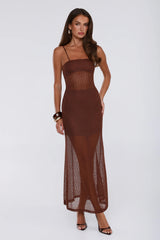 Chic Society Knit Maxi Dress Brown