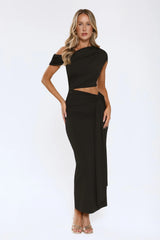 The Mood Piece One Shoulder Maxi Dress Black