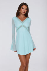 Flash Flair Long Sleeve Mini Dress Aqua