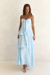 Know Your Heart Strapless Maxi Dress Blue