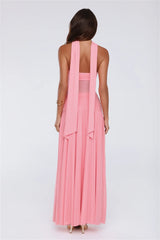 Island Allure Mesh Strapless Maxi Dress Pink