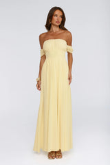 Ocean Aura Off Shoulder Maxi Dress Yellow