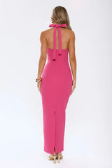 Essential Edit Halter Maxi Dress Hot Pink
