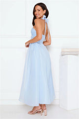 Fairytale Event Halter Maxi Dress Blue