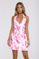 Playful Icon Halter Mini Dress Pink