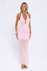 Luxe Legacy Halter Maxi Dress Pink