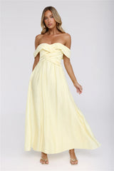 Sand Twirl Off Shoulder Maxi Dress Yellow