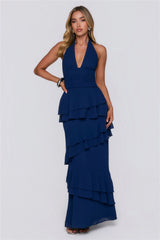 Power Glow Halter Maxi Dress Navy