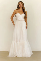 First Kiss Feeling Strapless Maxi Dress Cream
