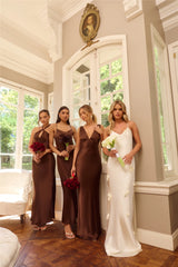 The Isabeau Satin Maxi Dress Chocolate Brown