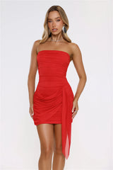 Diva After Dark Strapless Mesh Mini Dress Red
