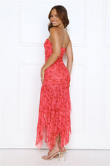 Disco Star Strapless Maxi Dress Red