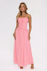 Hour Whispers Strapless Maxi Dress Pink