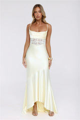 Silker Moments Satin Maxi Dress Yellow