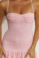 Love In Motion Lace Mini Dress Pink