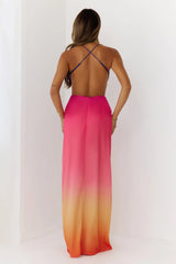 Sunset Glaze Ombré Cowl Neck Maxi Dress Multi