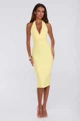 Not Your Girl Bandage Midi Dress Yellow
