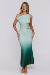 Dreamscape Delight Ombre Off Shoulder Maxi Dress Green