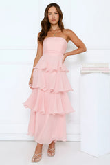 Wedding Adventure Strapless Maxi Dress Pink