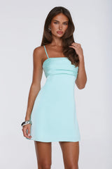 Made For Moments Satin Mini Dress Turquoise