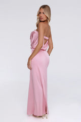 It’s Giving Everything Satin Strapless Maxi Dress Pink
