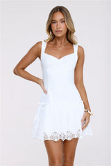 Glow Hour Embroidered Mini Dress White