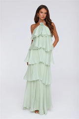 Dreamy Rosette Halter Maxi Dress Mint