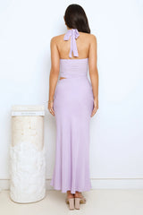 Celeste Shine Mesh Maxi Dress Lilac