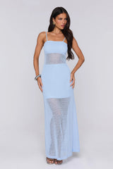 Chic Society Knit Maxi Dress Blue