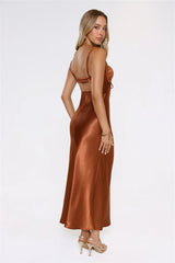 Made For This Lace Satin Maxi Dress Bronze