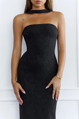 Stylish Fusion Halter Maxi Dress Black