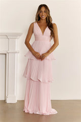 Sweet Romance Pleated Maxi Dress Pink