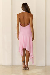 Charm Of You Halter Mesh Mini Dress Pink