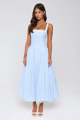 Vintage Vows Gingham Maxi Dress Blue