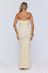Gentle Statement Mesh Strapless Maxi Dress Yellow