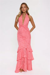 Take The Chance Halter Maxi Dress Coral