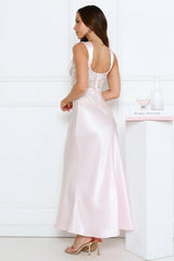 Flirty Business Satin Maxi Dress Pink