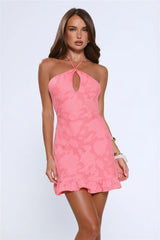 Crown On Halter Mini Dress Pink