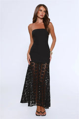 Noir Enchantment Strapless Maxi Dress Black