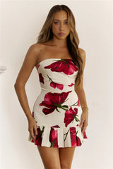 Rose Muse Strapless Mini Dress Red